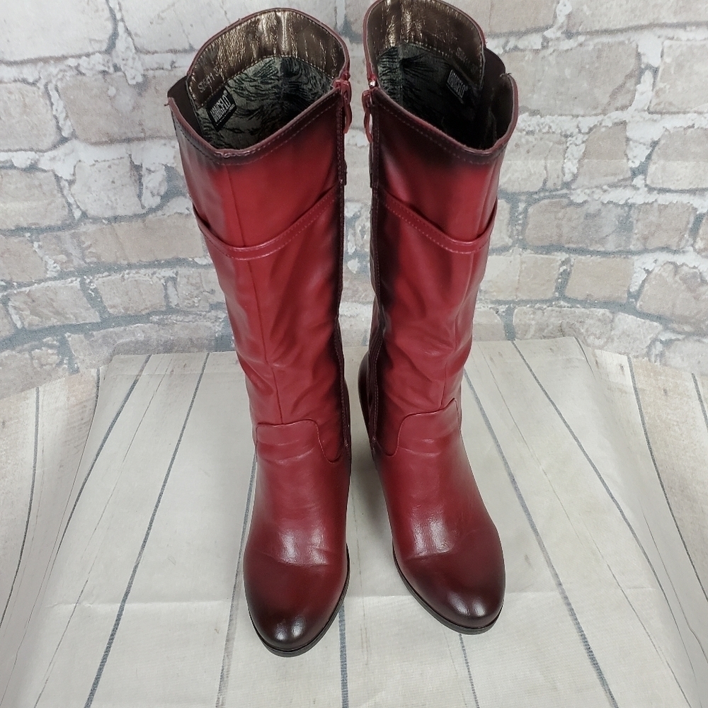 Vangelo Donna Mid Calf Heeled Dress Boot Bordo Red 37/6.5 - Picture 5 of 16